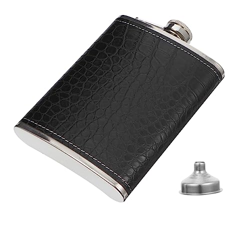 Alipis Petaca Para Licor Portátil De Acero Inoxidable 120 Ml Vintage Embudo De Acero y Funda De Cuero Para Actividades Al Aire Libre Obsequio
