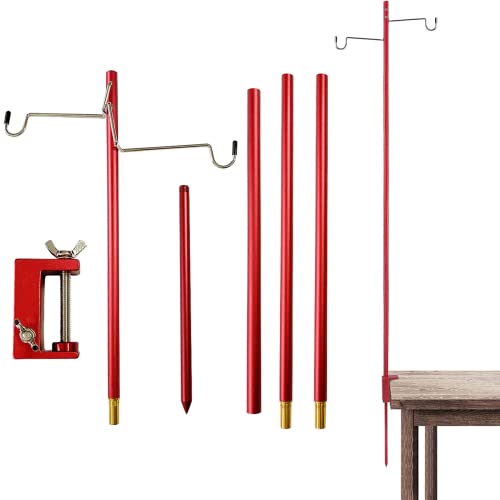 ALJ ランタンスタンド ランタンポール ランタンハンガー 打ち込み式 クランプ式 両用 軽量 収納袋付き テーブル固定 ランタンハンガー2個付 4段階高さ 組立簡単