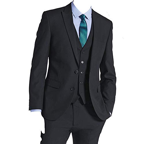 HBDesign Men's 3 Piece 2 Button Peak Lapel Slim Trim Fit Formal Tux2