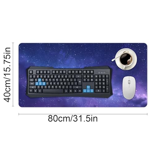 Image of Blue Galaxy Stars Extended Gaming Mouse Pad, with Stitched Edges Large Mouse Pad Desk Protector, Rubber Base Mousepad Keyboard Mouses Mat for Work Game Office Home- 32 inch X 16 inch Inch