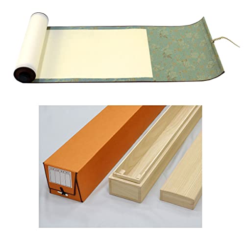 白抜 無地【書画用趣彩巻物】(1本) + 高級桐箱(1個)セット 結納屋さん.com k1304 モダン おしゃれ 白紙 無地 書道 書画 水墨画 俳画 展覧会 作品展
