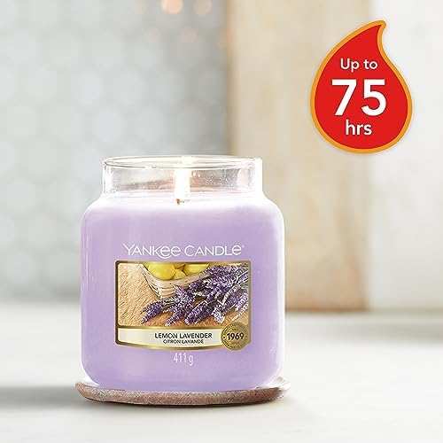 Yankee Candle Candela profumata in giara media Lavanda al limone Durata Fino a 75 Ore
