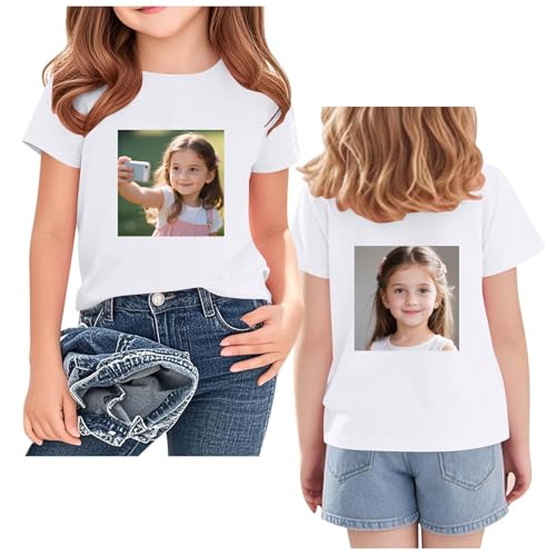 Custom T-Shirt with Your Image for Boys Girls Funny DIY Print Cotton Short Sleeve Teens Girls Cute White Summer Shirt