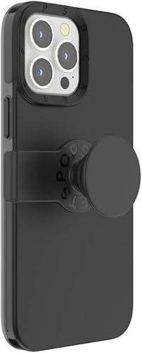 PopSockets Funda para iPhone 13 Pro Max con agarre y deslizamiento para teléfono, compatible con carga inalámbrica, color negro
