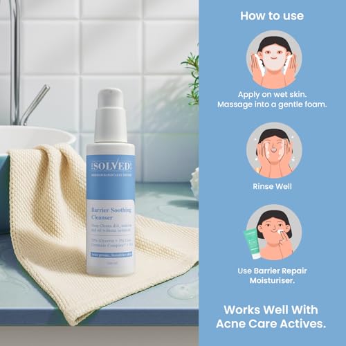 Image of The Solved Skin Barrier Soothing Cleanser | Gentle, Non-Drying Face Wash for Sensitive Skin with Glycerin, Ceramides & Cica | 100ml (Pack of 1)