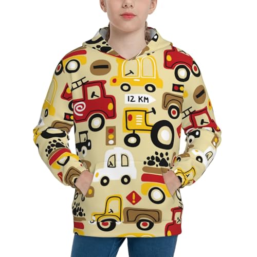 Vehicles Kids Pullover Hoodies Boys Sweatshirts Girls Athletic Clothes with Pocket