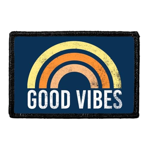 Good Vibes | Hook and Loop Attach for Hats, Jeans, Vest, Coat | 2x3 in | by Pull Patch