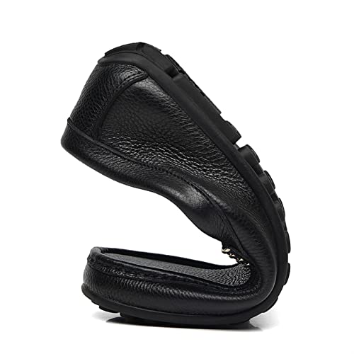 Men's Loafers Genuine Leather Stitching Details Round Toe Flat Heel Comfortable Slip Resistant Walking Slip-on3