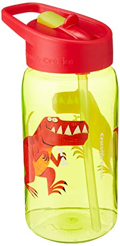 Crocodile Creek Kids Eco Dinosaur T-Rex Flip Straw Tritan Drinking Bottle, Green, 7
