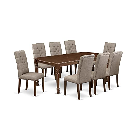 East West Furniture Doel9-Mah-16 Dining Set, Mahogany #TOP1