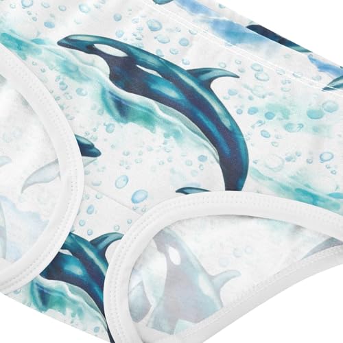 Watercolor Orcas Whale Sea Toddler Underwear Custom 2t Cotton Panties Little Girl Florals Kids Briefs Undies4