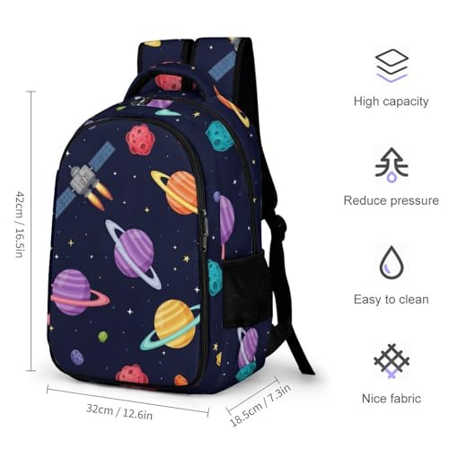 Men's Commuter Bag Large Travel Bag Portable Work Backpack With Double Zippers Galaxy Space Astronaut2