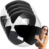 Ceenna 4 Pcs Inflatable Large Beach Ball 5 Feet Giant Pool Toy Balls Summer Swimming Toys Parties PVC Plastic Jumbo Ball for Adult Family Pool Float Birthday Game Decoration (Black)