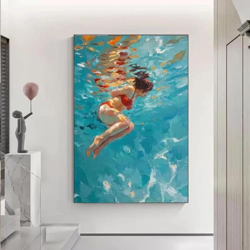 Tableau abstrait bleu serein pour masquer un mur vide avec un art mural sur toile 60x90cm