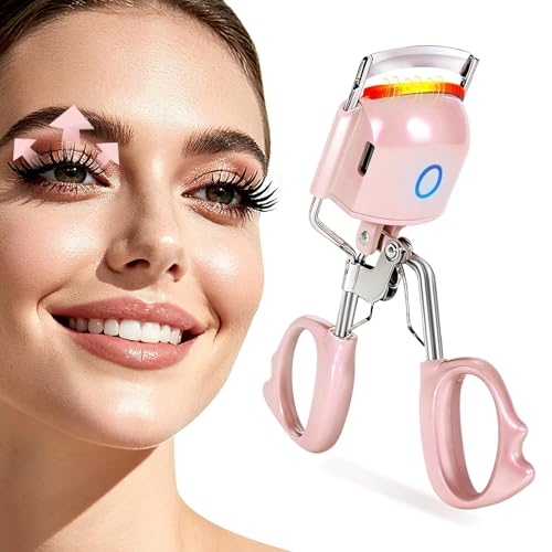 Heated Eyelash Curler Electric Eyelash Curlers Lash Curler with 10s Fast Heating for 24-Hour Lasting Curl USB Type-C Charging Women-Specific Design Suitable Travel-Friendly Beauty Tool Gift(Pink)