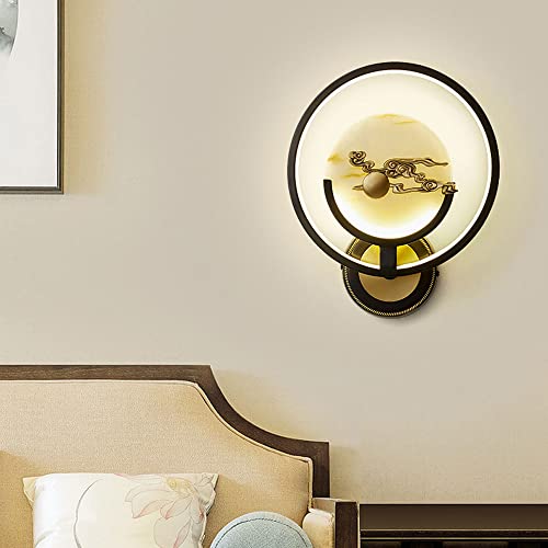 Aplique de pared LED de mármol circular moderno y latón interior L 4