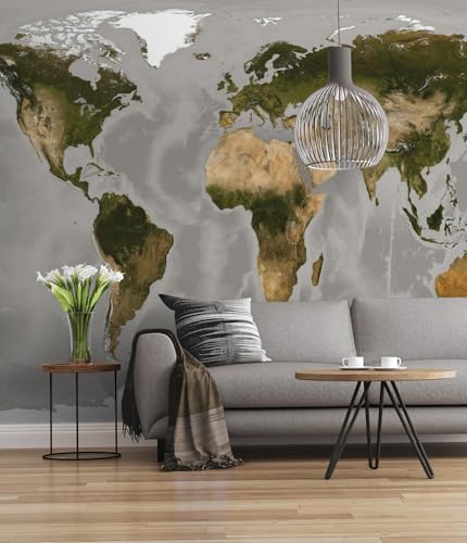 Komar Vlies Fototapete WORLD | 300 x 250 cm | Tapete, Wand Dekoration, Weltkarte, Wohnzimmer, Landkarte, Reise, Karte, Schlafzimmer, Wohnzimmer | 778-DV3