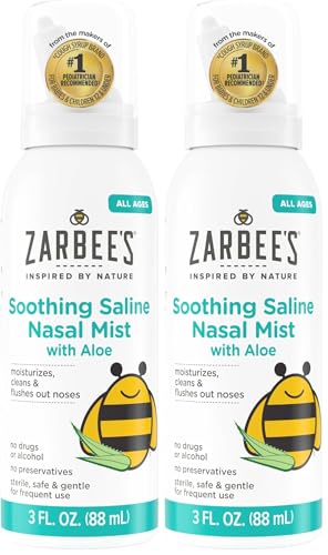 Image of Zarbee's Baby Nasal Saline Spray, Soothing Sterile Mist with Aloe, Newborns & Up, Cleansing Nose Relief, 3Fl Oz (Pack of 2)