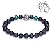 Karseer Antique Silver Viking Wolf Healing Crystal Stress Relief Energy Stone Stretch Bracelet Black Natural Onyx Lava Blue Sandstone Green Agate Beaded Animal Friendship Jewelry Gift 7