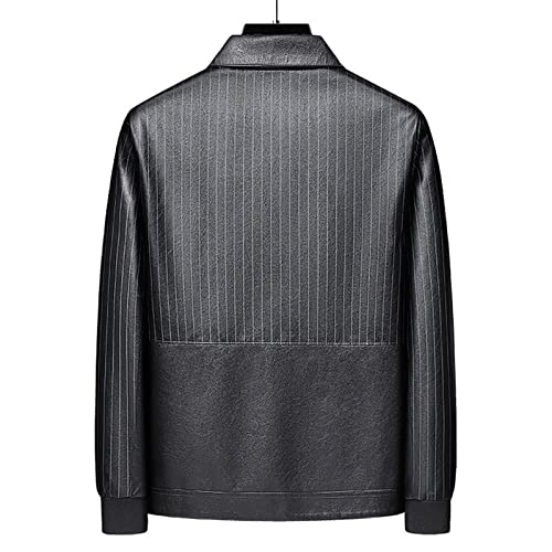 Chaqueta de cuero gruesa para hombre con forro de piel sintética miniatura 2