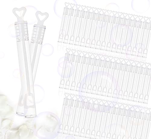 Sweelov 100 Bulles de Savon Mariage – pour Les Mariages et fêtes Fiançailles, Saint Valentin, Fête d’Anniversaire – avec poignée en Forme de cœur – Ne Tache...