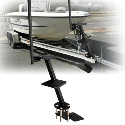 Erivanya Boat Trailer Steps Heavy Duty Boat Steps 450 Lbs Capacity Universal Boat Steps for Trailer Suitable for 4 x 4 inches Trailer Frame