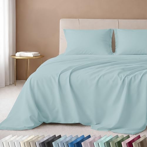 CALIFORNIA DESIGN DEN 5-Star Hotel 600 Thread Count 100% Cotton Sheets Set - Soft & Smooth Queen Sheet for Bed with Deep Pockets, Quality Beats Egyptian Cotton Sheets and Pillowcases (Seafoam)