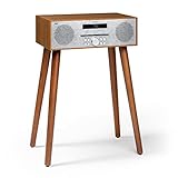 DISEÑO: Discreto como un mueble retro propio de los años 50 que lo hace también un objeto decorativo impresionante en cualquier habitación. El elegante diseño con un panel frontal de aluminio cepillado y una carcasa con aspecto de madera será un discreto punto de atracción en cualquier ambiente.