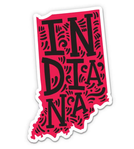 GT Graphics Indiana Shape Cute Letters Native Local - 3  Vinyl Sticker - for Car Laptop I-Pad Phone Helmet Hard Hat - Waterproof Decal