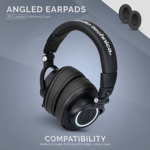 Image of Brainwavz Angled Earpads for Cloud Alpha, HyperX, ATH M50X, M50BT, Turtle Beach & More | Extra Thick Memory Foam Ear Pads for Comfort, PU Black