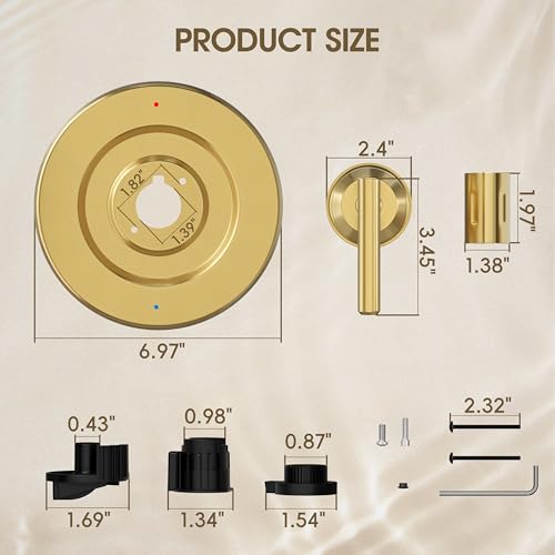 Kit de acabado para ducha en dorado cepillado para manija Moen T2901 | Compatible con válvulas Moen 2510/2520/2570/2590 de equilibrio de presión, corrige manija floja para renovación de baño miniatura 3