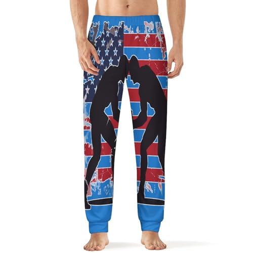 U.s Flag Wrestling Pajama Pants Men Pj Bottoms Sleepwear Lounge Pant