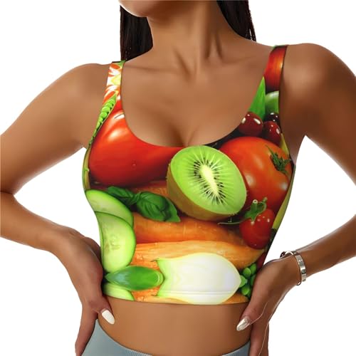 Fresh Vegetables Fruits - Gilet Sportivo Da Donna, Per Yoga, Fitness, Corsa, Allenamento, Nero , Xl