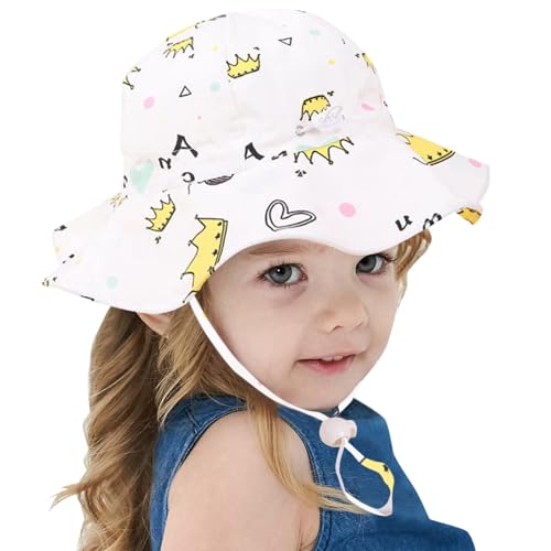 Image of Bold N Elegant Cartoon Print Kids Cotton Sun Hat with Adjustable Chin Strap, Beach Cap Fishing Hat for Boys and Girls