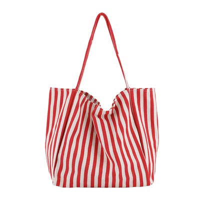 2 Bolsas Tote de Lona Rayadas Casual Suaves miniatura 5