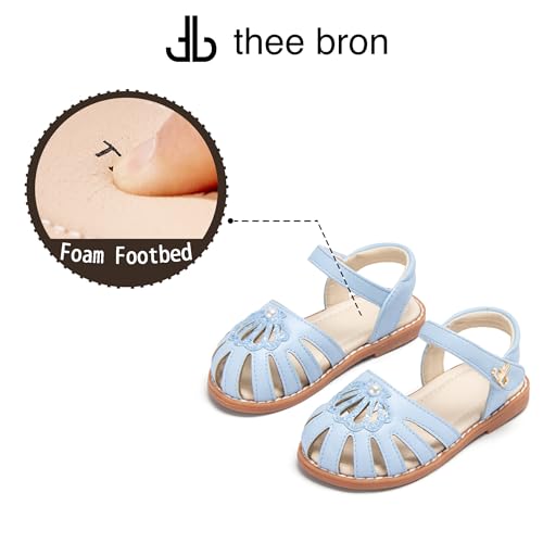 Image of THEE BRON Toddler Girls Closed-Toe Sandals Sweet Retro Cutout Summer Dress Shoes