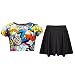 Kids Girls Comic Graffiti Print Legging Skater Midi Dress Crop Top Skirt 2-13 Yr