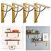 WAALIJI 7 Inch Heavy Duty Metal Shelf Brackets, Set of 4 Gold — Decorative L Shape Supports for Floating Shelves, Wall Mount Rustic Industrial DIY Open Shelving
