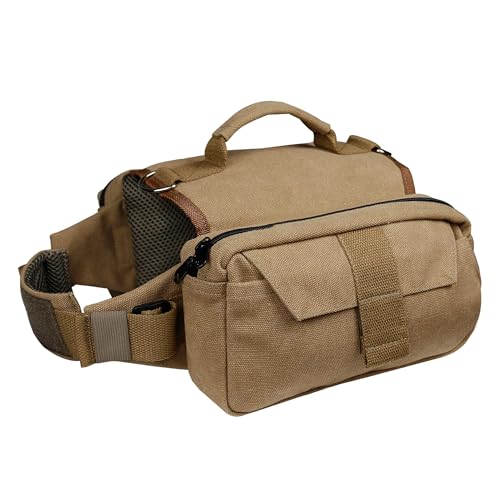 Zaino da trekking per cani, borsa da sella regolabile con tasche portaoggetti, cani di taglia media e grande (M)
