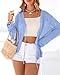 BTFBM Summer Cardigans for Women Lightweight 2026 Spring Crochet Mesh Long Sleeve Tie Front Knit Beach Vacation Outfits(Light Blue, Large)