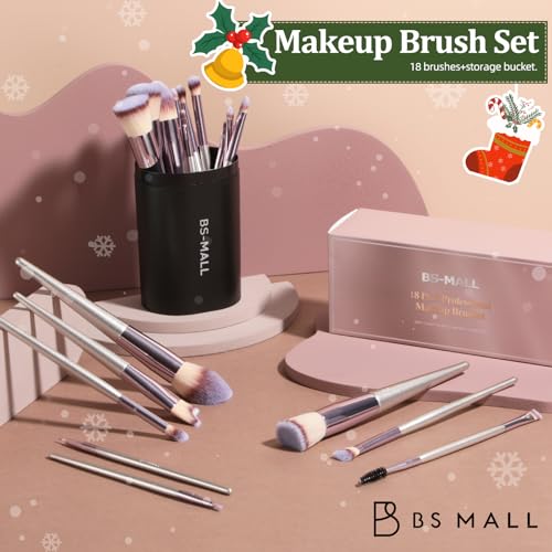 BS-MALL Makeup Brush Set 18 Pcs Premium Synthetic Foundation Powder Concealers Eye shadows Blush Makeup Brushes with black case