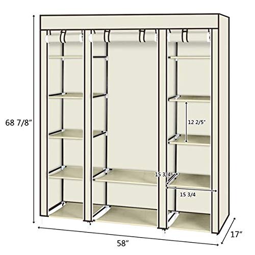 Thxbyebye Portable Clothes Closet, Portable Wardrobe Closet Clothes Organizer No-Woven Fabric Cover, 9 Storage Shelves, Storage Organizer #TOP2