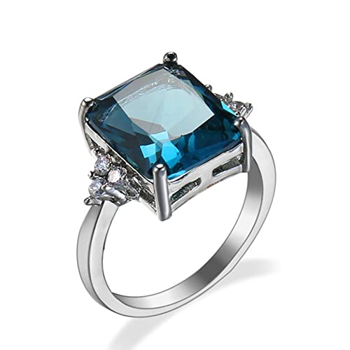 Stfery Bague Fian?Ailles Femme Plaqué Argent, Bague Charmed Radiant Bague Zirconium Bleu, Taille 54 Cover