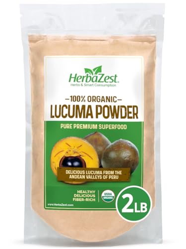HerbaZest Lucuma Powder (2 LB) – USDA Certified Organic – Vegan, Non-GMO & Gluten Free – Exotically Flavorful – Perfect for Smoothies, Baking, Ice Cream & More – Does Not Replace Natural Sweeteners