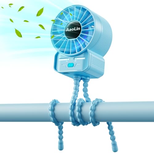 Image of multifunctional USB rechargeable portable stroller small fan 4 speed 6600rpm high speed mini small handheld cooling fan extended flexible tripod for desktop wrap crib bike treadmill car kids gift