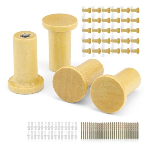 HJIAMA 20 Piezas Gancho Perchero, Perchero Madera Pared, Superficie Lisa, Diseño en Forma de T, con Tornillos, Gancho Pared, para Colgar Ropa, Sombreros, Toallas