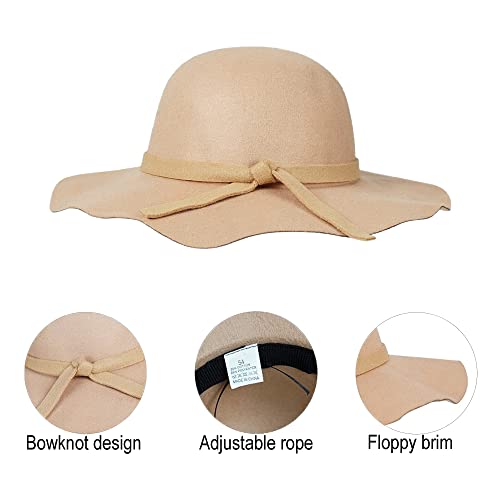 Vintage Fedora Floppy-Hat Kids Girl's Wide Brim Felt Bowler-Hat For 3-8 Years Old (Camel, 5-9 Years) #TOP4