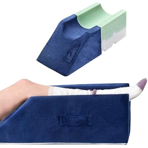Leg Elevating Pillow, Memory Foam Leg Elevation Pillow after Surgery, 3-Height Wedge Pillow with Handles for Blood Circulation, Leg Swelling Relief and Knee Surgery Recovery, Washable Velvet Cover Cover