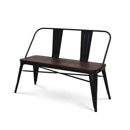 Kosmi Banco de Metal Negro con Madera