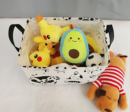 Image of Kid Clothes Storage Basket Gift Shelf Basket Toy Storage Bin, Nursery Basket Organizer Box for Children With Handles for Room Deco (Cow)